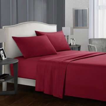 Super Soft 3/4 Peices Bedding Sets Deep Pocket Wrinkle Fade Re... (BED SIZE: FULLSIZE | COLOR.: RED)
