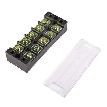TB4505 600V 45A 5 Position Terminal Block Barrier Strip Dual Row Screw Block Covered W/ Removable Cl