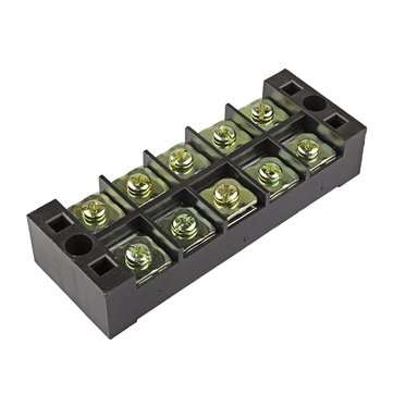TB4505 600V 45A 5 Position Terminal Block Barrier Strip Dual Row Screw Block Covered W/ Removable Cl