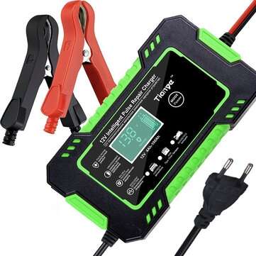 Tianye 12V 6A Battery Charger Automatic Pulse Repair LCD Display For Motorcycle... (COLOR: GREEN)