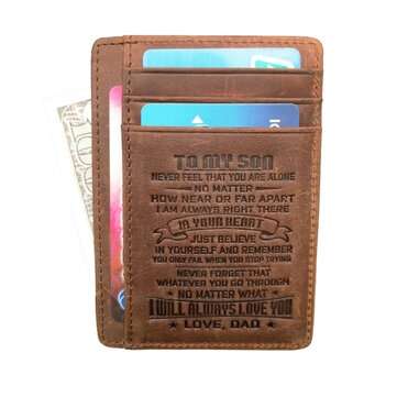 To My Son / Husband Wallet Xmas Gift from Dad Mom Sliim Leather Case RFID Blo... (COLOR.: DARKBROWN)