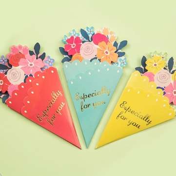 Three-dimensional Creative Greeting Cards Flower Shape Birthda... (PCS: 3PCS | COLOR.: MULI-COLORED)