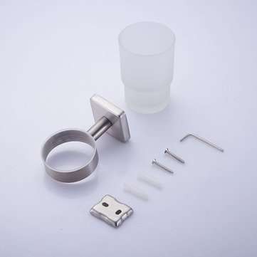 Toothbrush Holder Drinking Glass Tumbler Toothpaste Stainless Steel Wall Mounted Holder