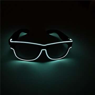 Transparent Lens Glasses Cold Light Luminous LED Luminous Glasses Party Luminous ... (COLOR.: WHITE)