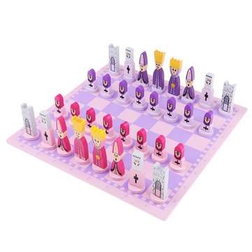 Travel Chess Set with Chess Board Educational Toys for Kids and Adults Pink