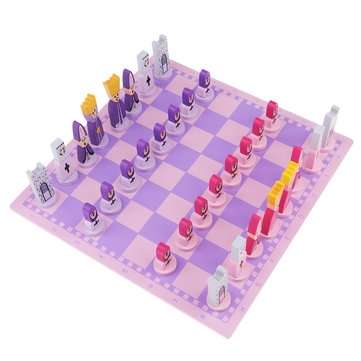 Travel Chess Set with Chess Board Educational Toys for Kids and Adults Pink