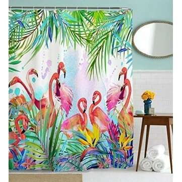 Tropical Flower Flamingo Waterproof Bathroom Shower Curtain (NUMBER: 1)