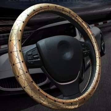 Universal 38cm Car Leather Car Steel Ring Wheel Cover All Seasons (COLOR.: YELLOW)