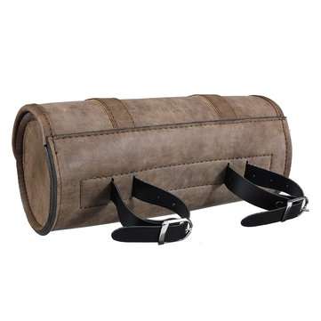 Universal Motorcycle Front Fork Tool Bag Saddlebags Storage Luggage Roll Barrel Pouch Leather For Ha