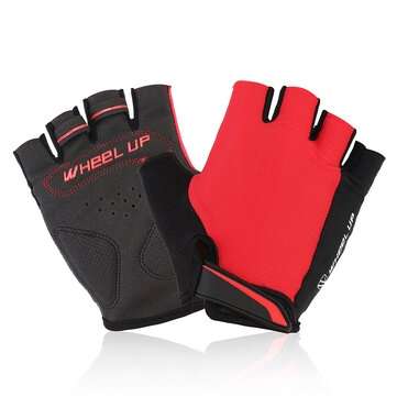 Universial Motorcycle Riding Half Fingers Fingerless Gloves Size M (COLOR.: RED)