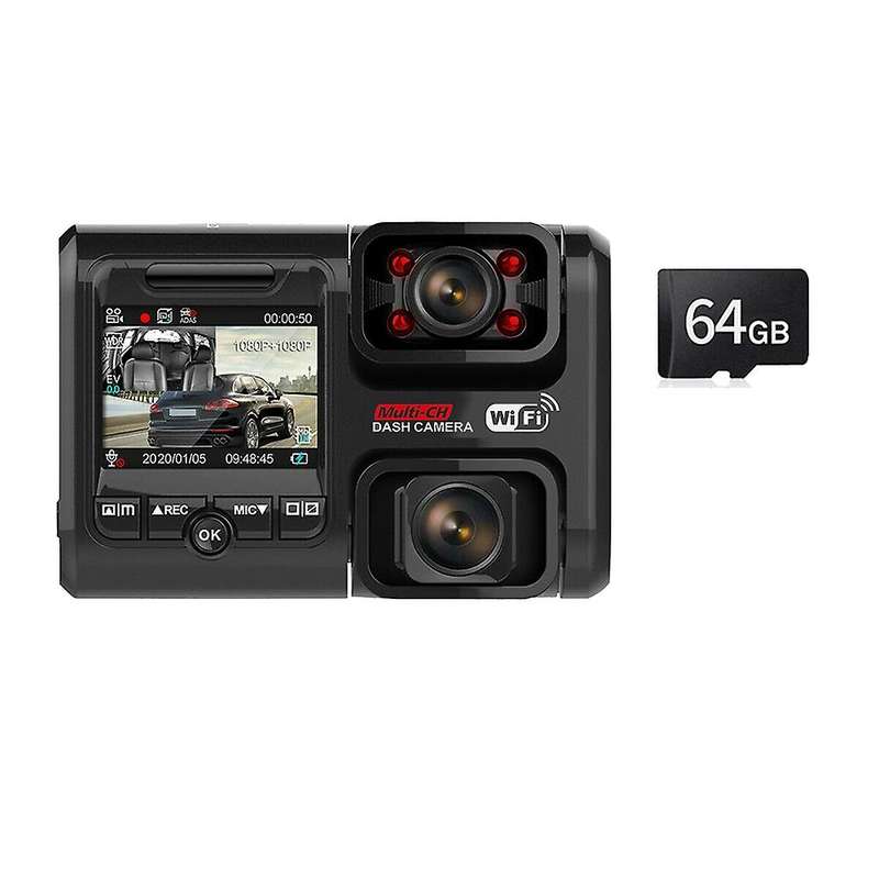 2160P Front and Cabin Dual Dash Cam for Cars Taxi, Car DVR Driving Recorder Parking Monitor Camera W