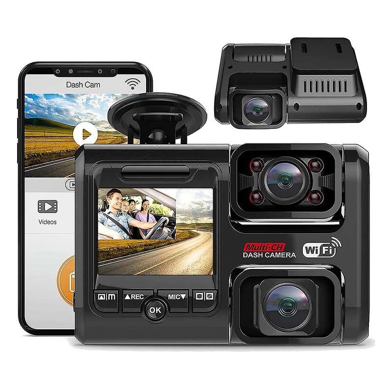 2160P Front and Cabin Dual Dash Cam for Cars Taxi, Car DVR Driving Recorder Parking Monitor Camera W