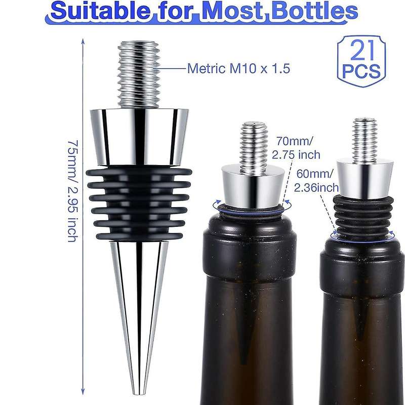 21pcs Bottle Stopper Zinc Alloy Wine Bottle Stopper Kits Ring Wine Topper Reusable Wine Corks Bottle