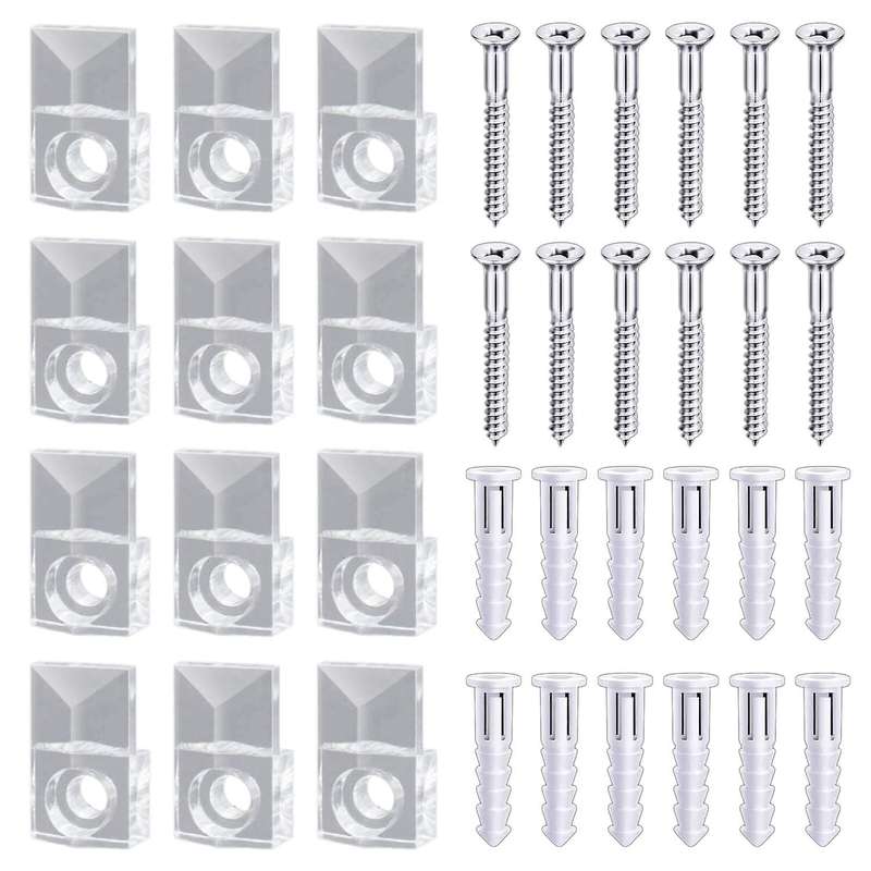 22 Sets of Mirror Holder Clips Kit Crystal Clear Plastic Mirror Mirror Holder Clips Glass Retainer