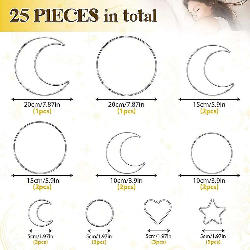 22 Pieces of Dream Catcher Ring Metal Hoop DIY Handicraft Dream Catcher Home Wall Hanging Ring Wreat