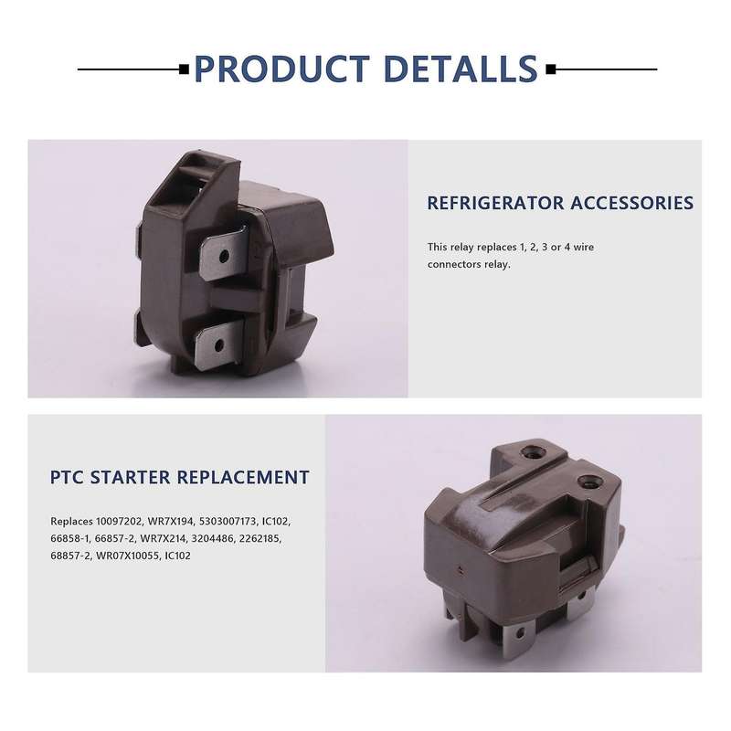 2262185 Refrigerator Freezer Compressor Ptc Relay Replaces 10097202 Wr7x194 5303007173 Wr7x214 Pack