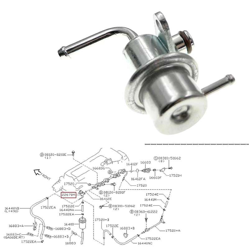 22670-41B00 5G1284 Fuel Pressure Regulator for 200SX Sentra 1.6L 1.8L 1995-1998-2020 GA16DE 158-0914