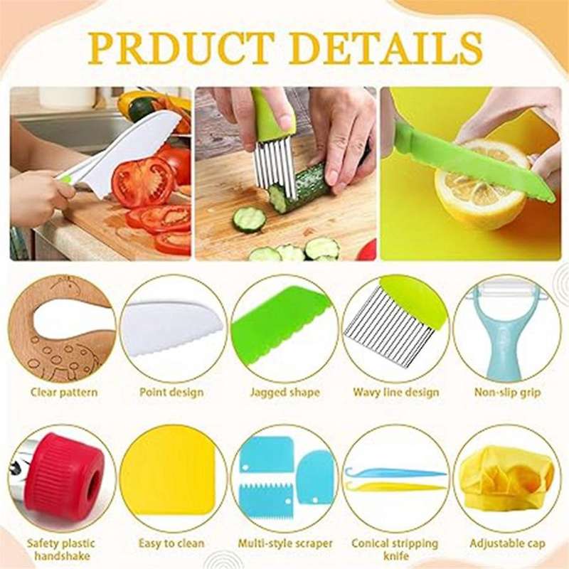 22-Piece Children's Kitchen Tool Set, Cutting Board, Apron, Hat, Cooking Toys to Cultivate Children'