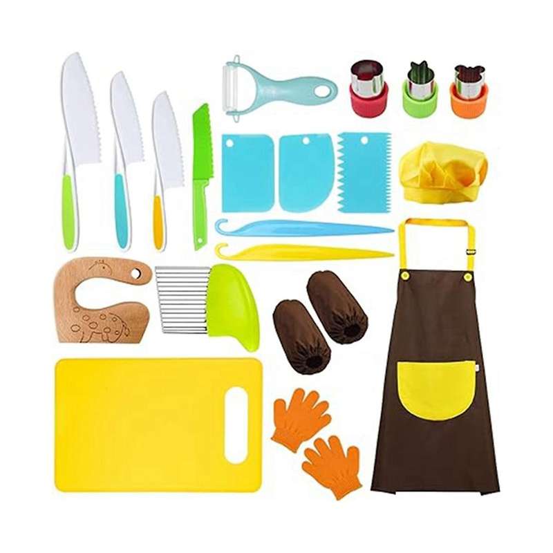 22-Piece Children's Kitchen Tool Set, Cutting Board, Apron, Hat, Cooking Toys to Cultivate Children'