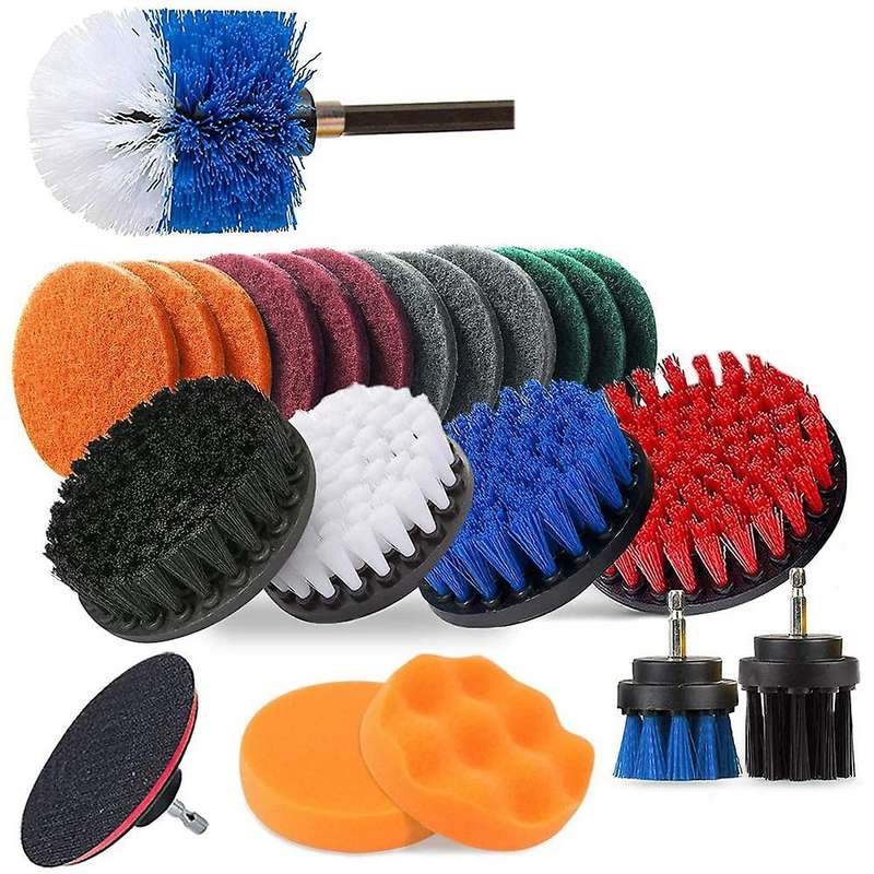 23 Piece Attachment Kit, Power Scrubber Drill Brushes for Cleaning Bathroom with Extension Bar for D