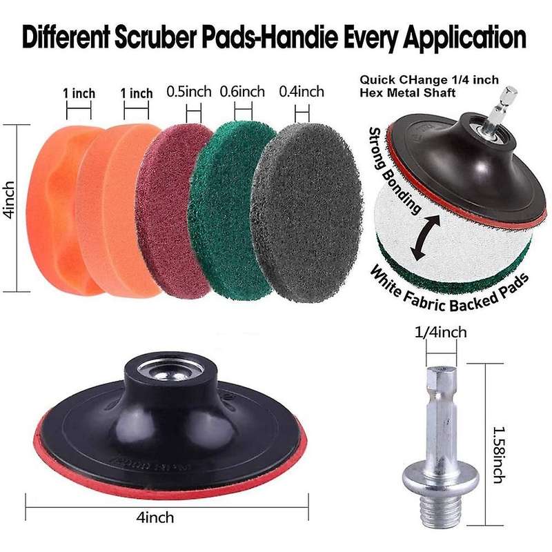 23 Piece Attachment Kit, Power Scrubber Drill Brushes for Cleaning Bathroom with Extension Bar for D