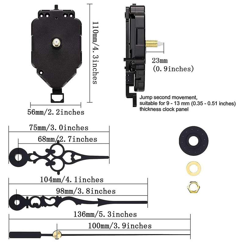 23mm Quartz Pendulum Clock Movement Mechanism with Clock Hands Kits for DIY Clock Repair Parts Repla