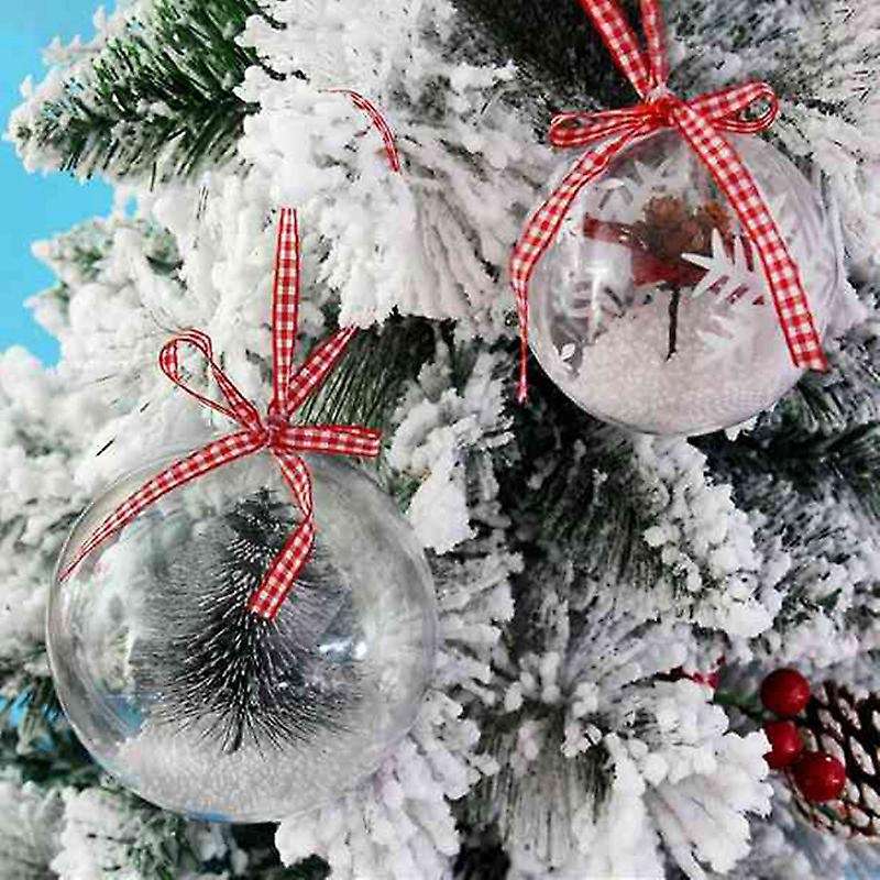 24 Batch Diy 70mm Christmas Tree Hanging Ball Transparent Plastic
