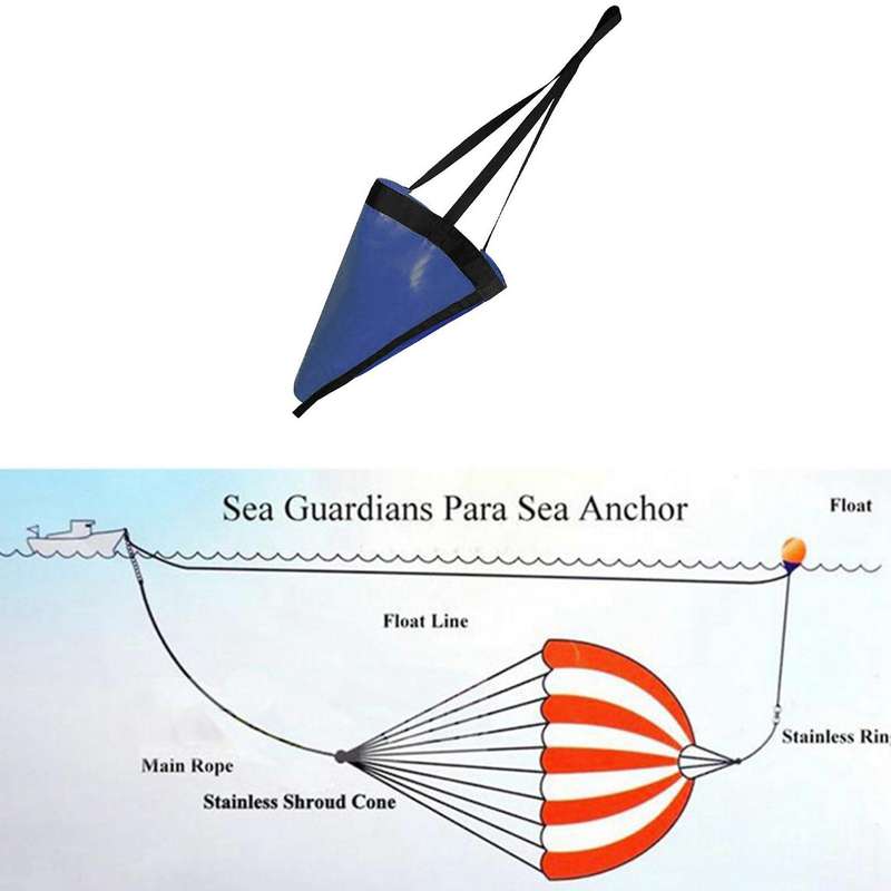 24 Inch Kayak Canoe Boat Marine PVC Sea Anchor Drift Anchor Drogue Drifting Kayak Tow Rope Line with