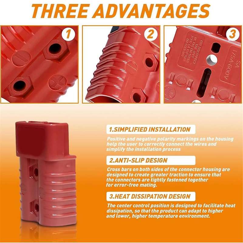 2-4 Gauge Wire Connectors, 175A Wire Harness Plug Kit,12V to 36V Battery Quick Connect Disconnect Se