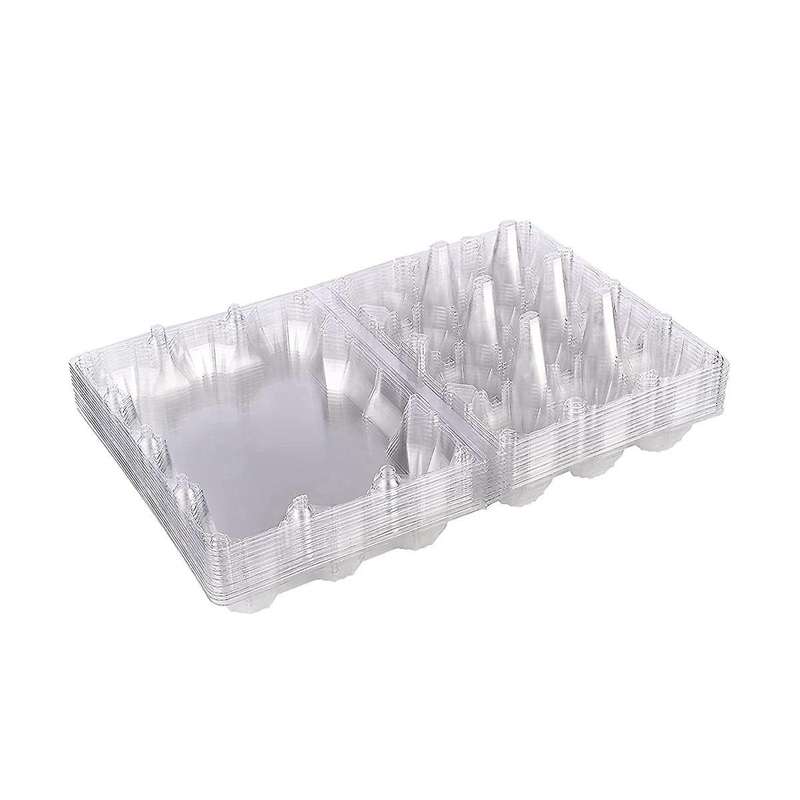24 Pack Clear Plastic Farm Eggs Carton Storage Egg Dispenser Tray, Hotel Camping Picnic Travel Stor