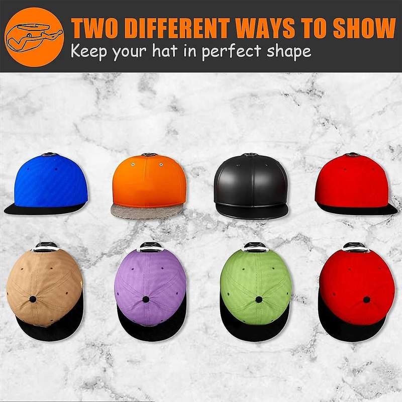 24 Pack Adhesive Hat Hooks for Wall, Hat Rack Hat Organizer Display for Home Decor, Hat Hold Hanger