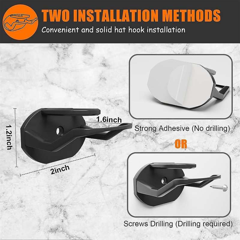 24 Pack Adhesive Hat Hooks for Wall, Hat Rack Hat Organizer Display for Home Decor, Hat Hold Hanger
