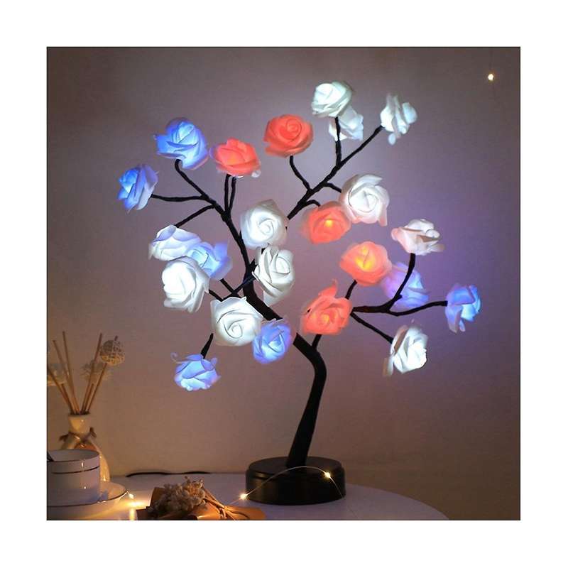 24 Led Roses Flower Tree Lights Rgb 17 Color Lamp Mother's Day Night Light Home Party Christmas Wed