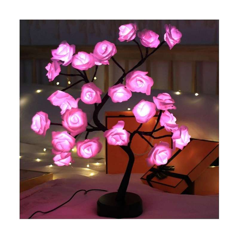 24 Led Roses Flower Tree Lights Rgb 17 Color Lamp Mother's Day Night Light Home Party Christmas Wed