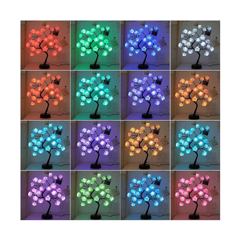 24 Led Roses Flower Tree Lights Rgb 17 Color Lamp Mother's Day Night Light Home Party Christmas Wed