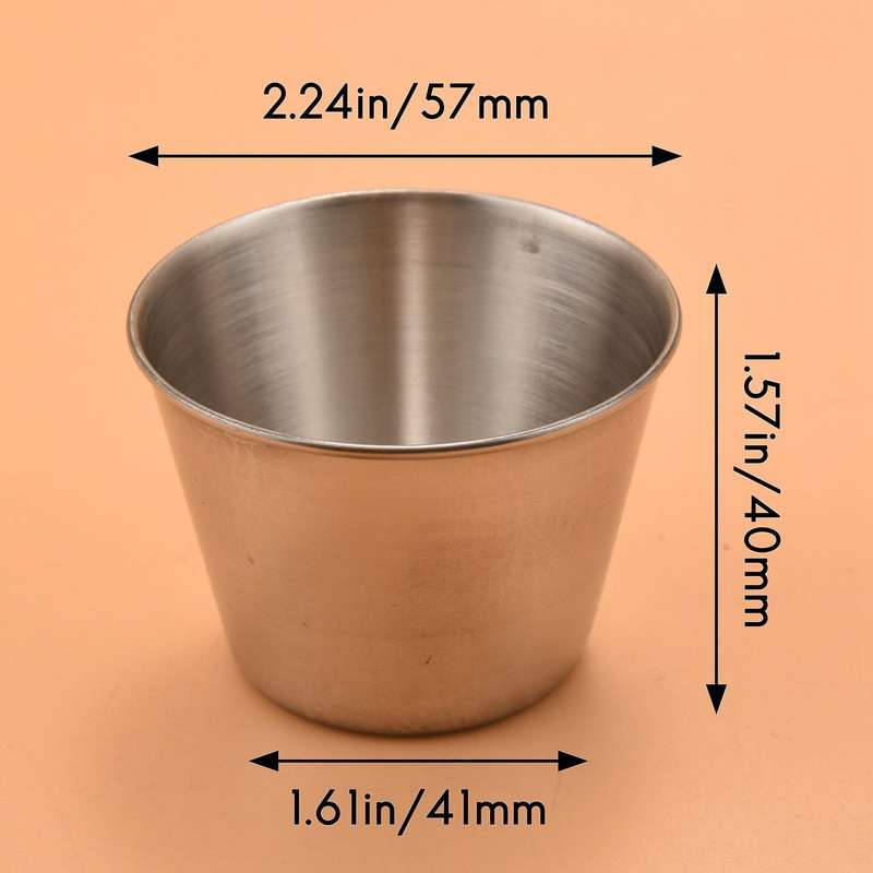 24 Pack Stainless Steel Condiment Sauce Cups,Commercial Grade Dipping Sauce Cups,Ramekin Condiment C
