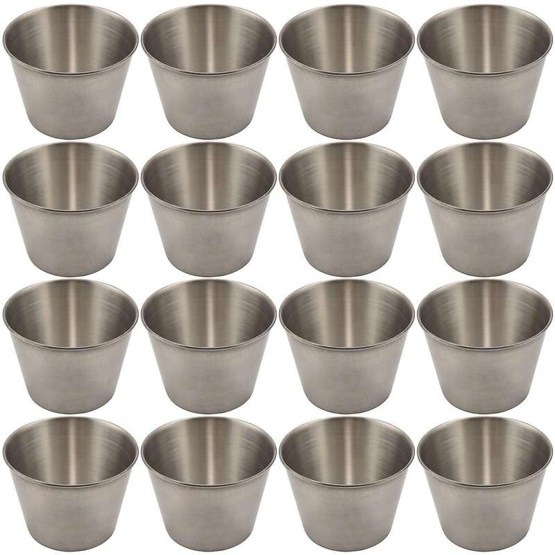 24 Pack Stainless Steel Condiment Sauce Cups,Commercial Grade Dipping Sauce Cups,Ramekin Condiment C
