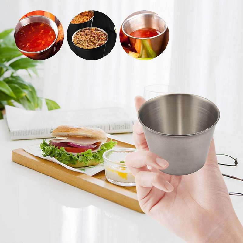 24 Pack Stainless Steel Condiment Sauce Cups,Commercial Grade Dipping Sauce Cups,Ramekin Condiment C