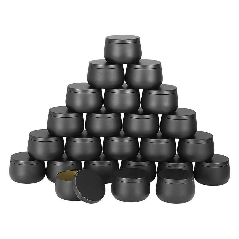 24 Pcs 8Oz Candle Tins with Lids, Black Candle Jars, Bulk Candle Tins for Making Candles, Candle Mak