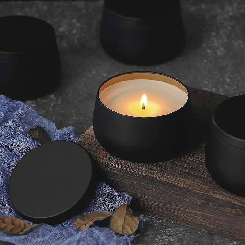 24 Pcs 8Oz Candle Tins with Lids, Black Candle Jars, Bulk Candle Tins for Making Candles, Candle Mak