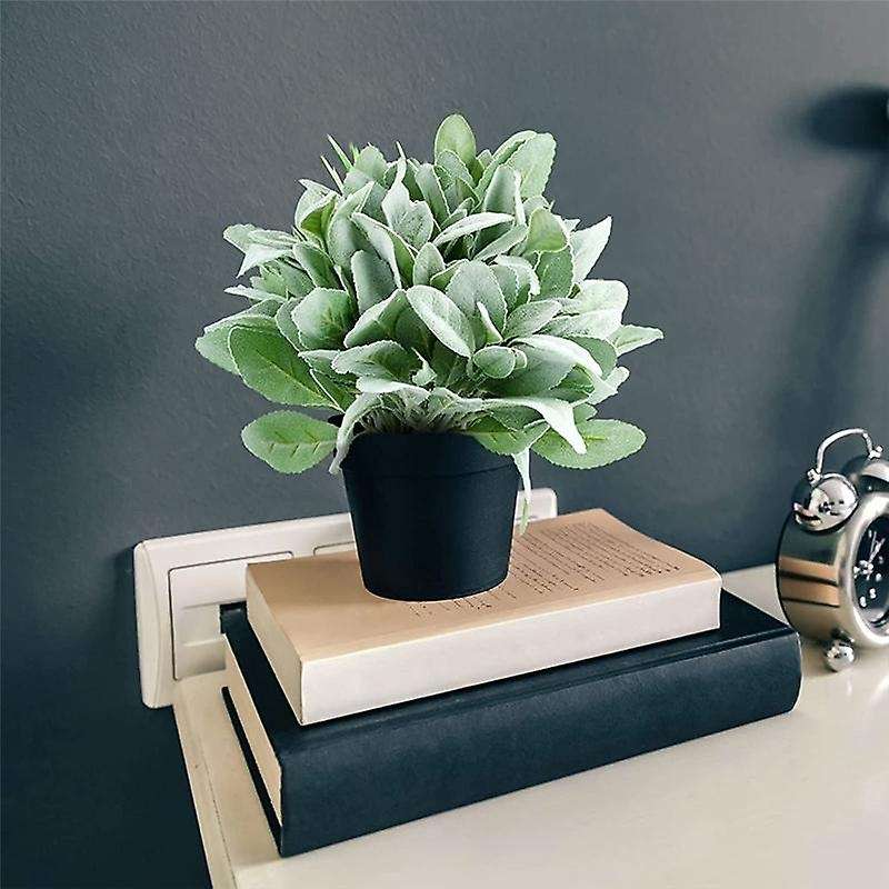 24 Pcs Artificial Flocked Lambs Ear Greenery Stems Faux Lambs Ear Stems Lamb's Ear Faux Greenery De