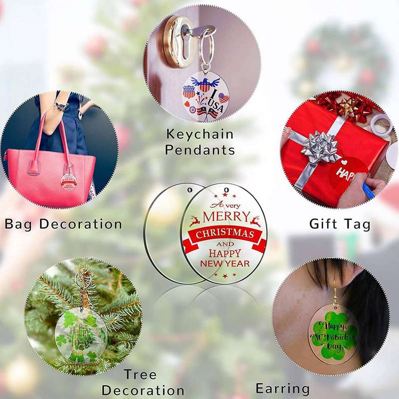 24 PCS 10cm Acrylic Circle Transparent Ornament, Blank Disc with Hole, Suitable for DIY Craft Projec