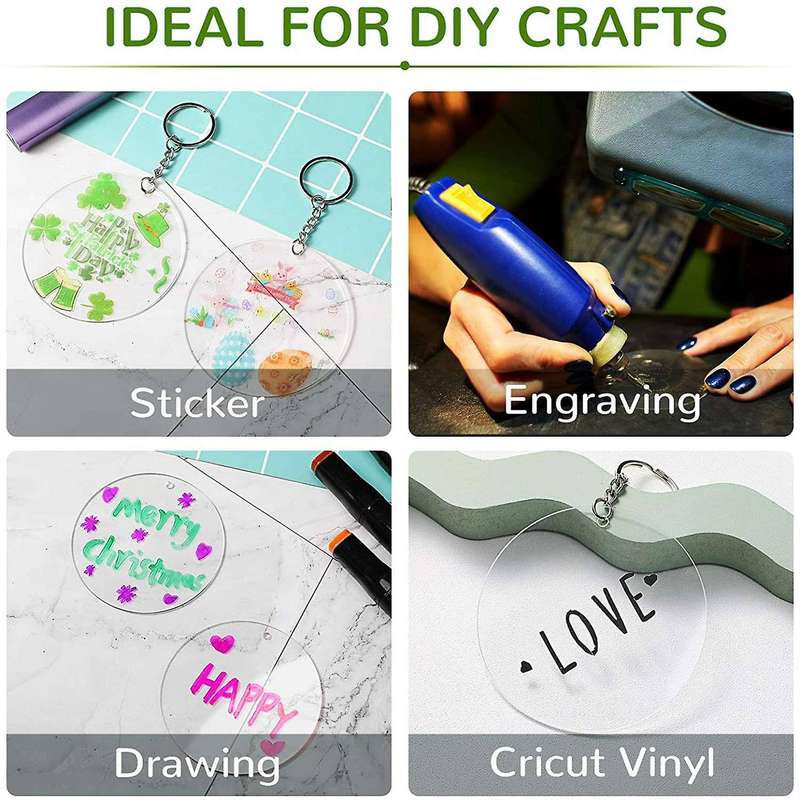 24 PCS 10cm Acrylic Circle Transparent Ornament, Blank Disc with Hole, Suitable for DIY Craft Projec