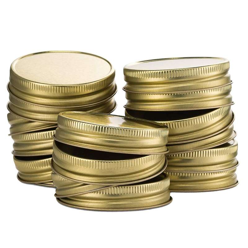 24 Packs Regular Mouth Leak Proof Storage Solid Caps (Gold)