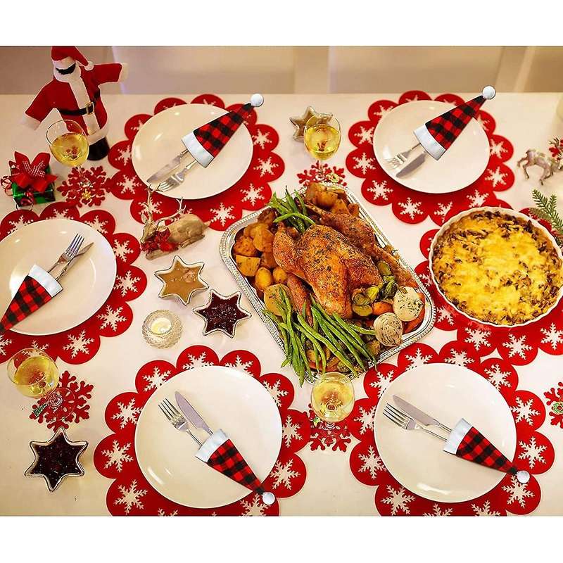 24 Pcs Mini Christmas Santa Hats and Scarf Sets Santa Hats Wine Bottle Cover Xmas Ornaments