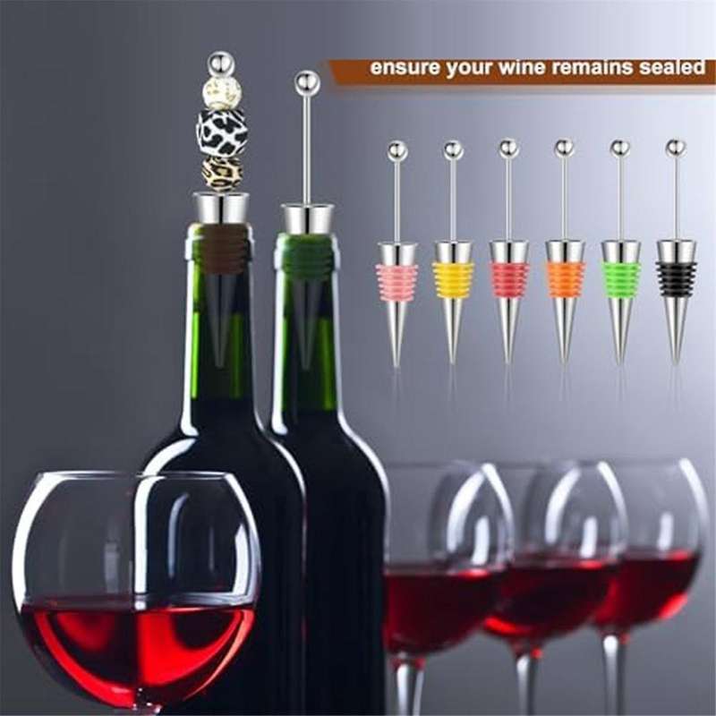 24 Pcs Beadable Wine Stoppers for Wine Bottles Wine Saver Bottle Stopper for Beverage Gifts Holiday