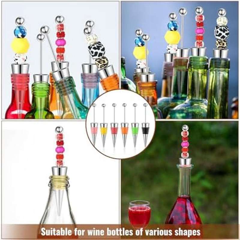 24 Pcs Beadable Wine Stoppers for Wine Bottles Wine Saver Bottle Stopper for Beverage Gifts Holiday