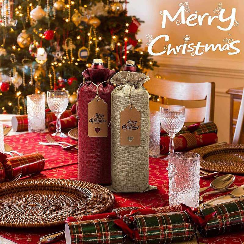 24 Pcs Burlap Wine Bags Bags,wine Bottle Bags with Drawstrings,tags & Ropes,reusable Wine Bottle Co