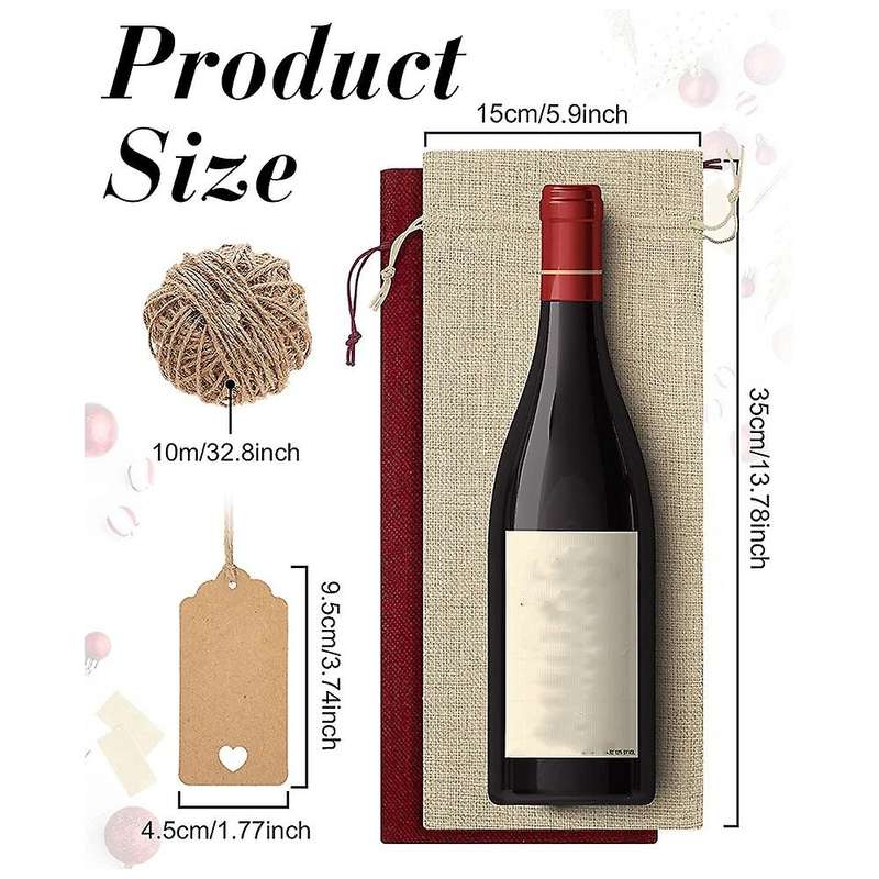 24 Pcs Burlap Wine Bags Bags,wine Bottle Bags with Drawstrings,tags & Ropes,reusable Wine Bottle Co