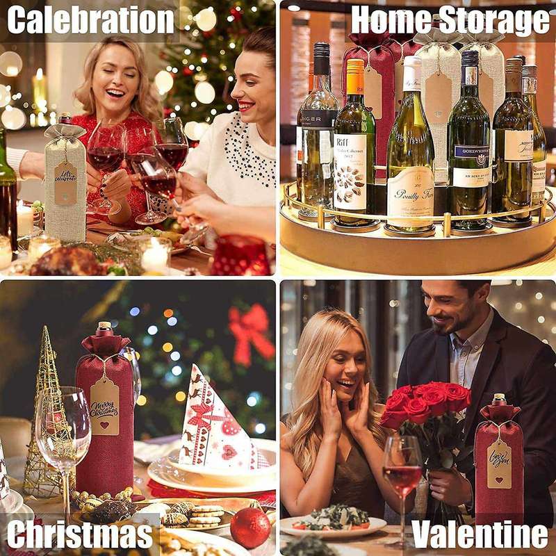 24 Pcs Burlap Wine Bags Bags,wine Bottle Bags with Drawstrings,tags & Ropes,reusable Wine Bottle Co